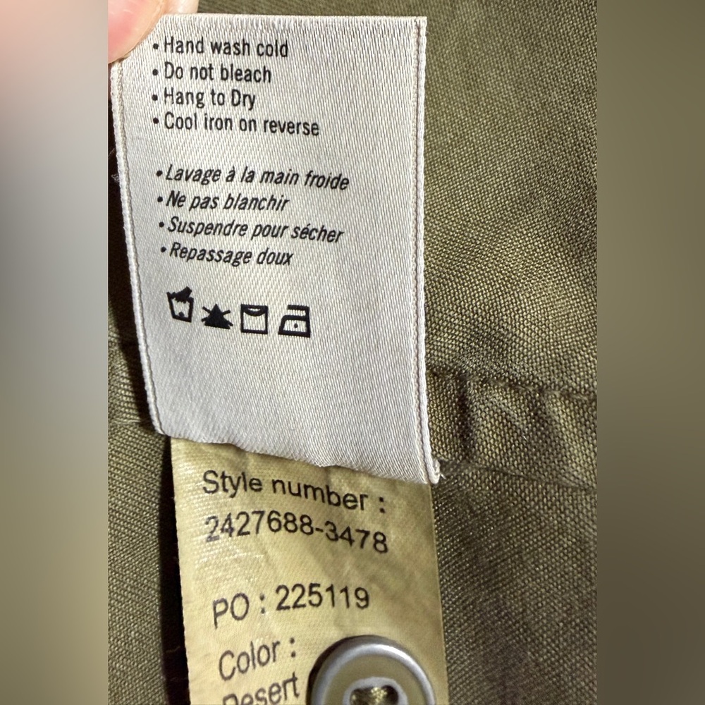 PAIGE Olive Green Studded Utility Button Down Shirt TENCEL Lyocell Size M - Picture 12 of 14